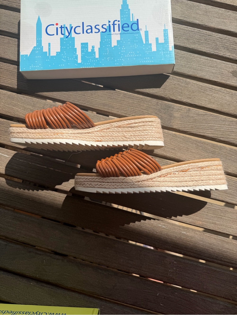 Classified Tan Woven Espadrille Slide Wedges for Women - Picture 8 of 8